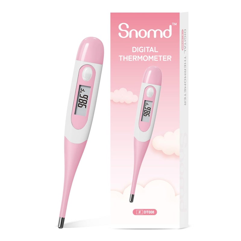 Snomd Clinical Digital Thermometer for Adults and Babies, Oral Armpit and Rectal Temperature Thermometer for Fever with Alarm, Flexible Tip - Image 1